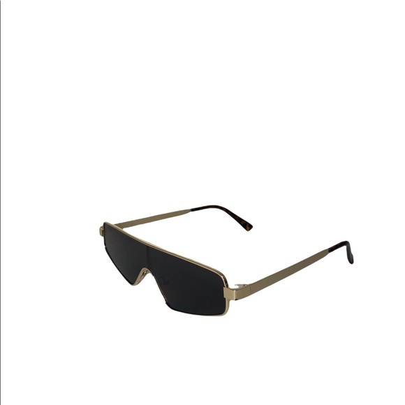 Retro Style Shield Vintage Metal-Rimmed Matrix 90s Style Small Frame Sunglasses - Picture 2 of 4